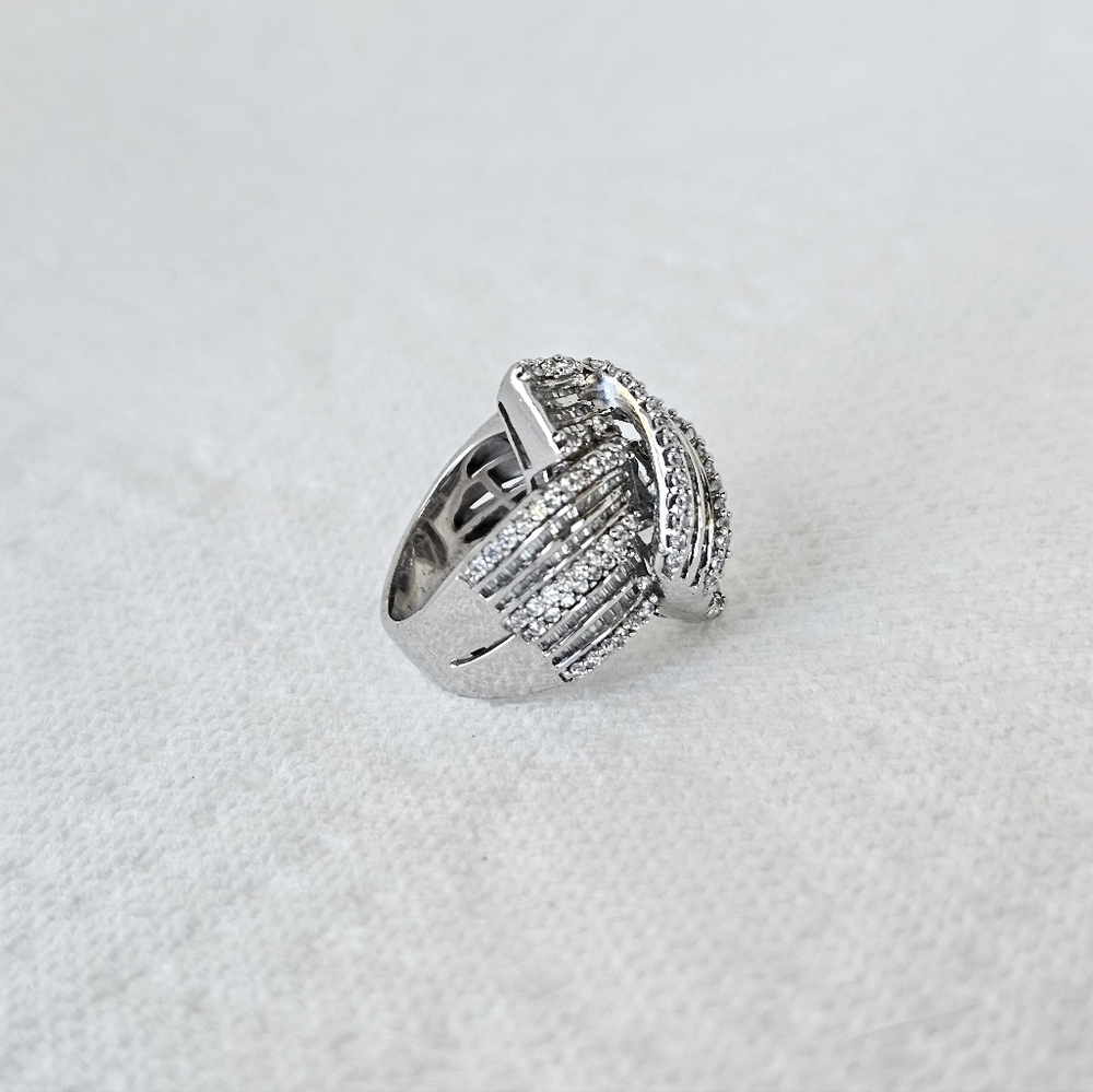 Genuine 2+ Carat Diamond Bow Knot Ring In Sterling Silver Size 7! - Picture 5 of 14